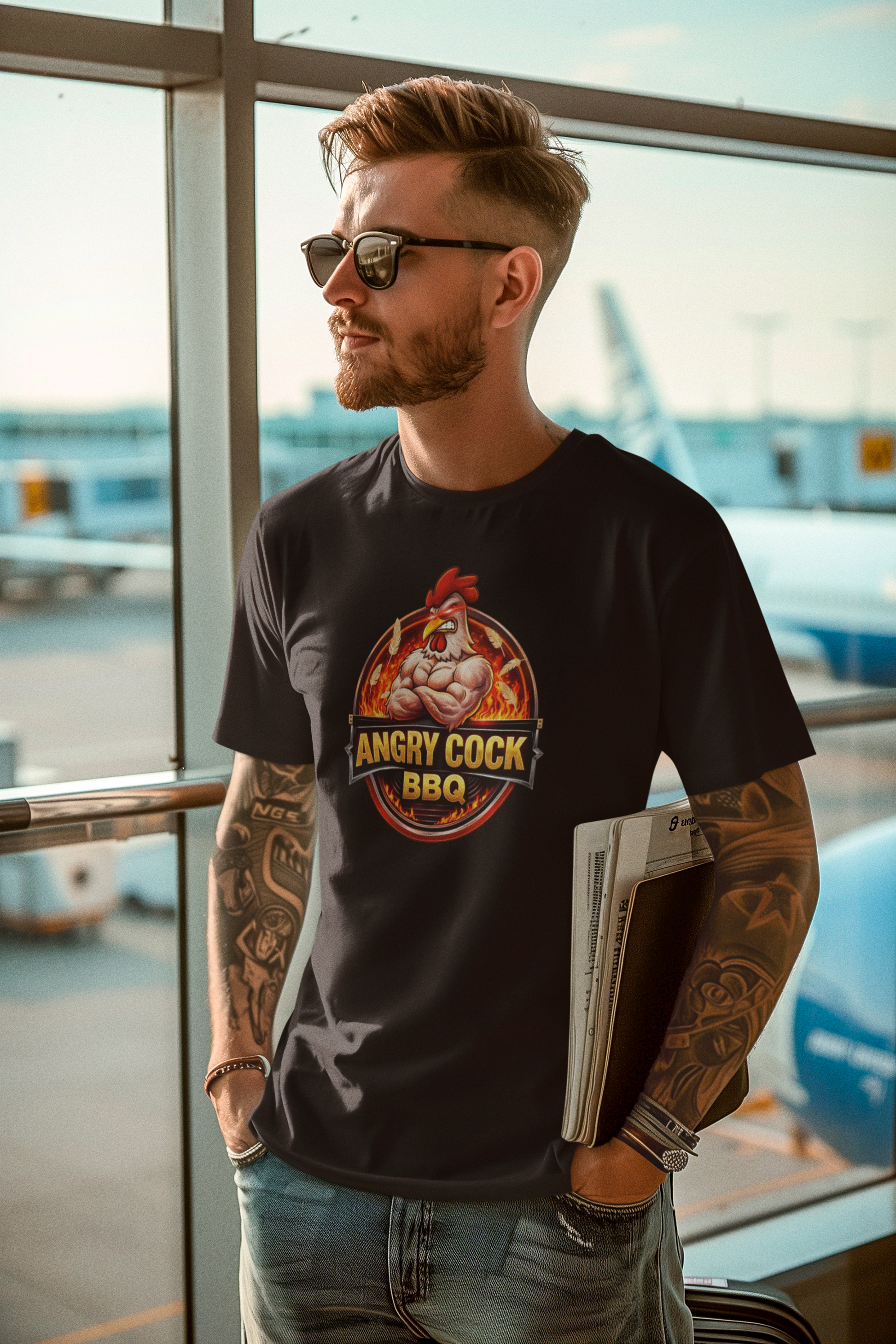 Angry Cock BBQ Tee