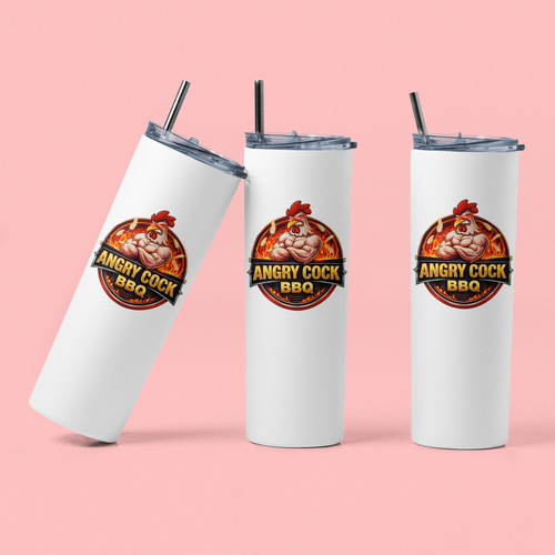 Angry Cock BBQ Coffee 20 oz skinny tumbler